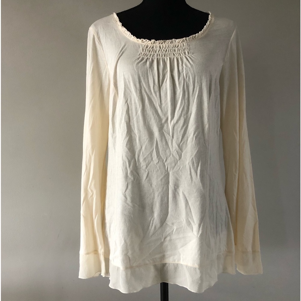 Women’s J. Jill Ivory Cream Long sleeve Silk trim top size L